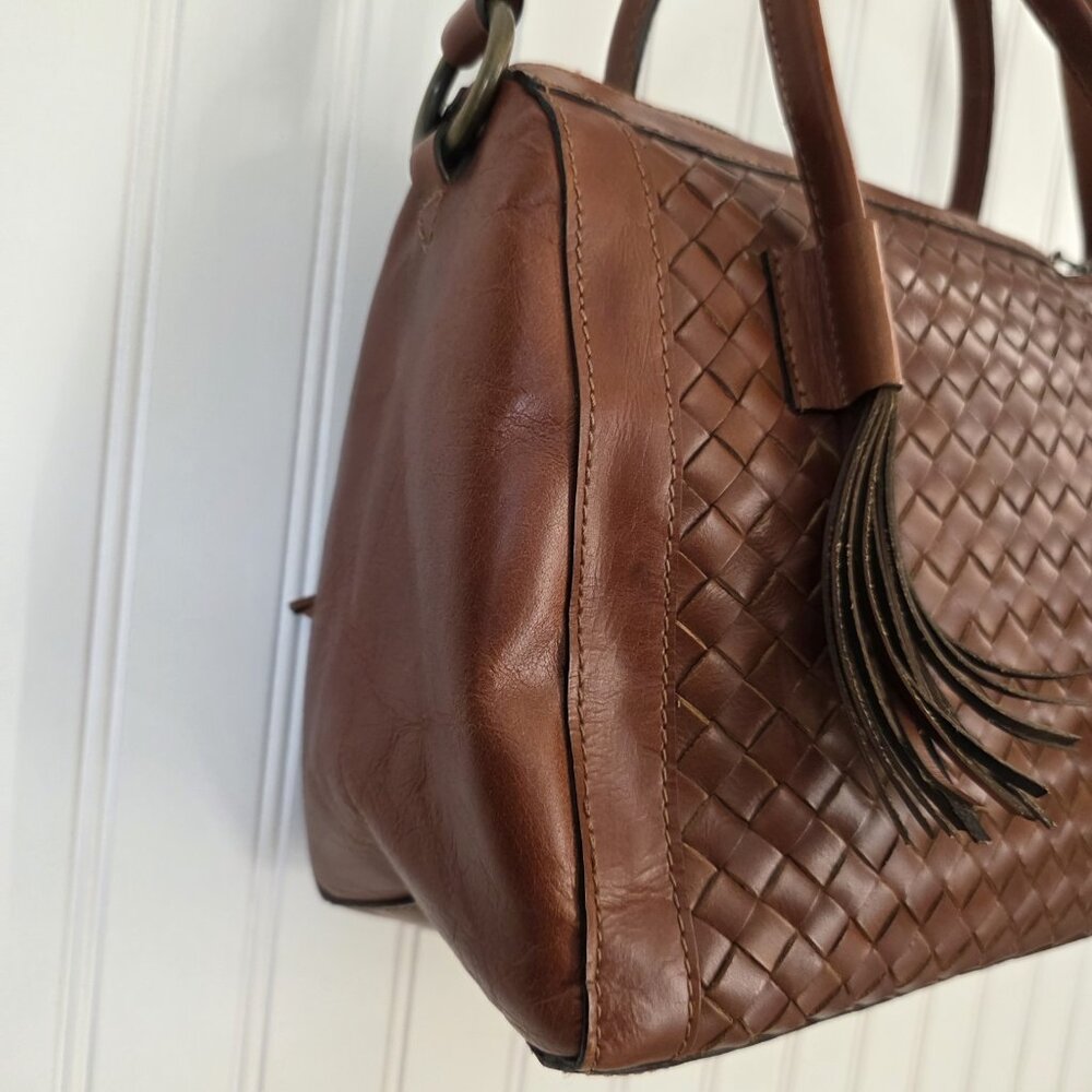 Noonday Monterey Shoulder or Hand Bag/Purse-Brown Woven Leather - Picture 7 of 12